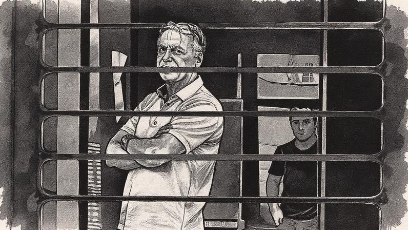 Bolsonaro em sua casa, onde está preso, no primeiro dia de seu julgamento no STF (Foto: Reprodução)
