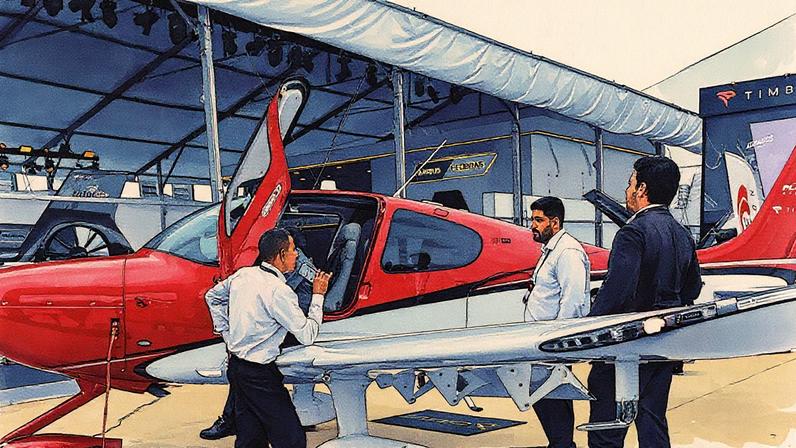 Aeronave da Cirrus em exposição na Labace, no Campo de Marte, em São Paulo, destacando que 60% das operações da importadora em 2024 foram com aeronaves usadas (Foto: Reprodução)