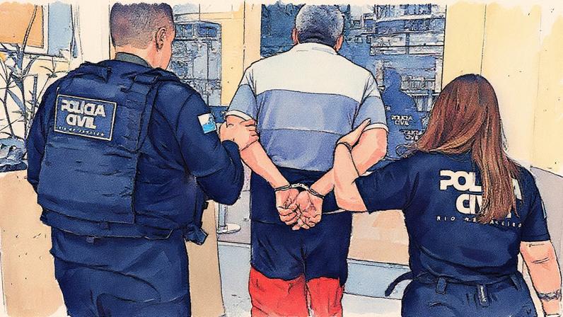 Bombeiro chega preso na Delegacia de Homicídios da Capital (Foto: Reprodução)