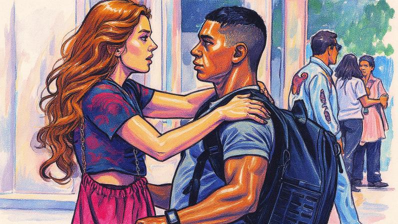 Marlon abraça Kami em uma cena da novela 'Dona de Mim' (Foto: Reprodução)