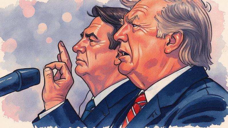 Jair Bolsonaro e Donald Trump durante entrevista coletiva na Casa Branca (Foto: Reprodução)