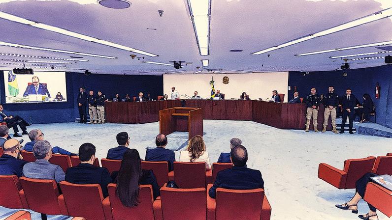 Primeira turma do Supremo Tribunal Federal (STF) durante o julgamento de um caso (Foto: Reprodução)