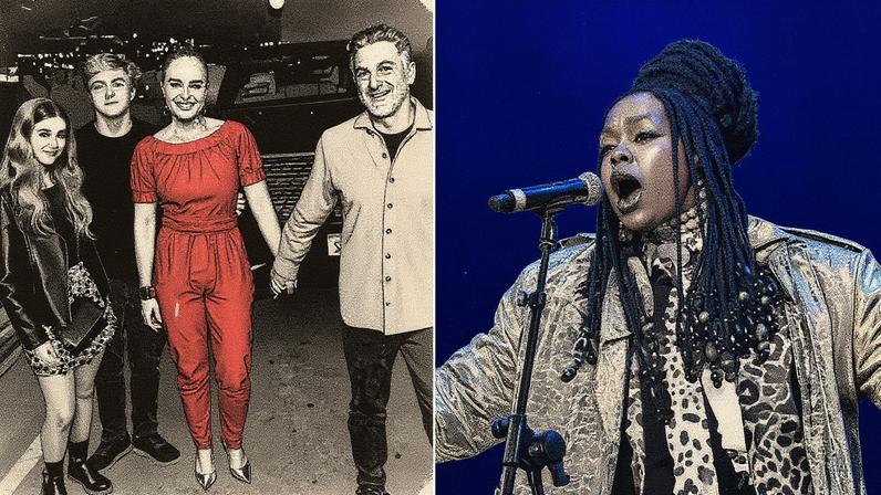 Angélica e Luciano Huck posam com os filhos durante o evento The Town, que teve show de Lauryn Hill na primeira noite (Foto: Reprodução)