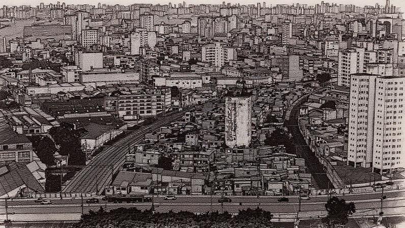 Silos em ruínas de um moinho de farinha desativado cercados por moradias da comunidade do Moinho, próximo ao viaduto Eng. Orlando Murgel, na região central de São Paulo (Foto: Reprodução)