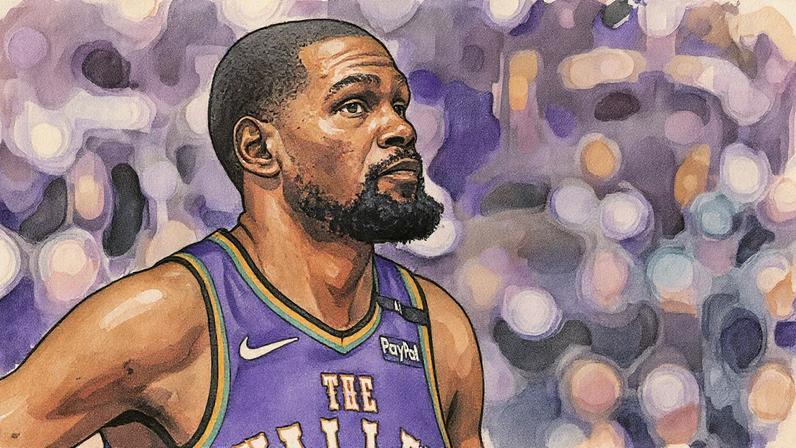 Kevin Durant, jogador do Phoenix Suns, observa a partida contra o Houston Rockets durante o segundo tempo no PHX Arena (Foto: Reprodução)