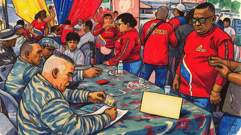 Milicianos participam de jornada de alistamento em Caracas, Venezuela, no dia 30 de agosto (Foto: Reprodução)