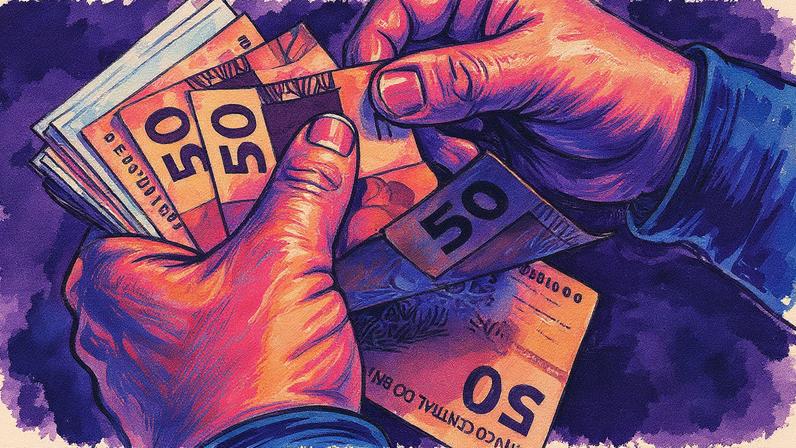 Notas de R$ 50 em processo de contagem (Foto: Reprodução)