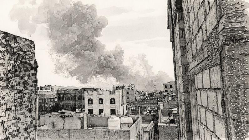 Fumaça se eleva após ataques aéreos israelenses na capital Sanaa, controlada pelos houthis, em 10 de setembro (Foto: Reprodução)