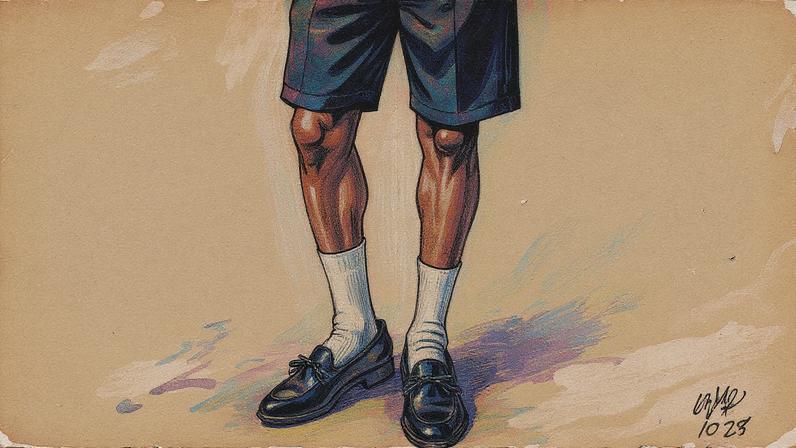 Mocassim e meia branca em destaque, representando um estilo de moda (Foto: Reprodução)