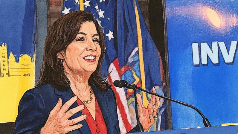 Governadora Kathy Hochul realiza coletiva de imprensa para anunciar grupo consultor que guiará processo de engajamento público para investimento de 200 milhões de dólares no centro de Albany (Foto: Reprodução)