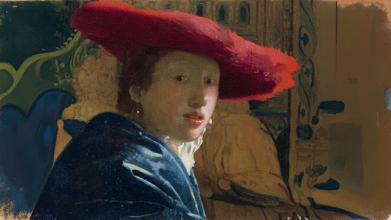 Menina com um chapéu vermelho, retratada em uma composição com fundo escuro (Foto: Reprodução)