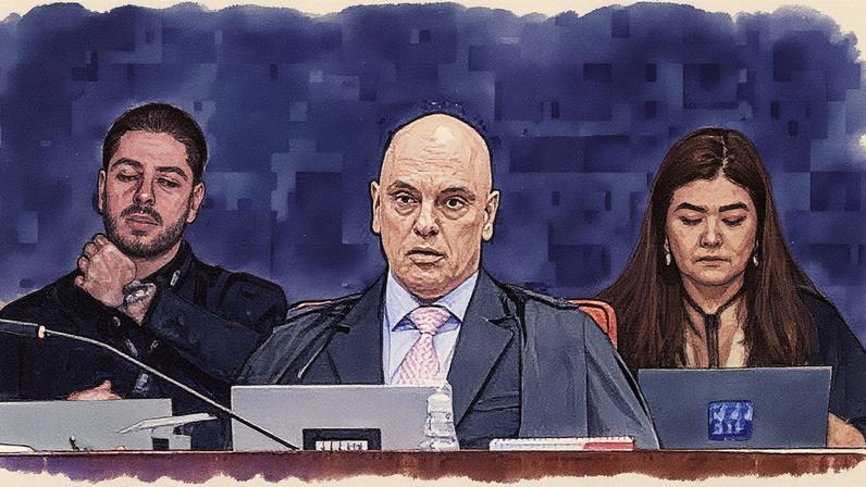 Ministro Moraes lê seu voto sobre a trama golpista (Foto: Reprodução)