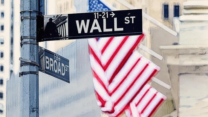 Placa de sinalização "Wall Street" em frente à Bolsa de Valores de Nova York, no distrito financeiro de Manhattan (Foto: Reprodução)