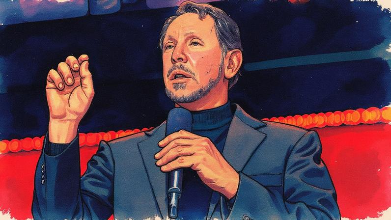 Larry Ellison, co-fundador e diretor executivo da Oracle, é retratado em uma imagem, com uma fortuna de US$ 90,6 bilhões, ocupando a sétima posição em uma lista de bilionários (Foto: Reprodução)