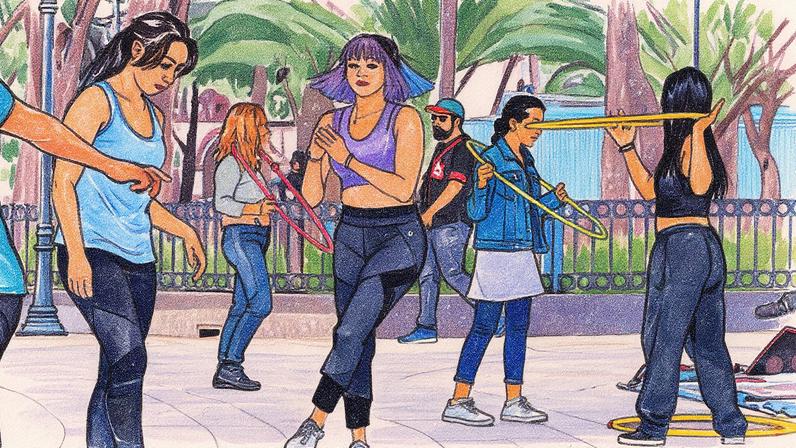 Aulas de dança e acrobacia na alameda de Santa María la Ribera, em Cidade do México, em 21 de fevereiro de 2023 (Foto: Reprodução)