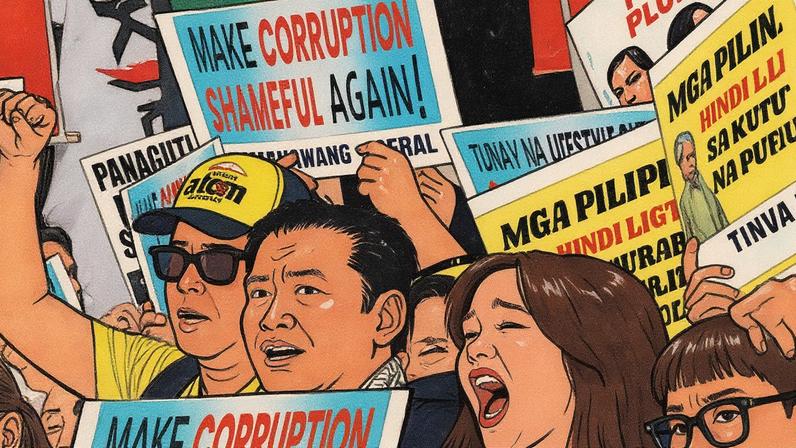 Protesters hold a rally in opposition to all forms of corruption in government in Quezon City,Metro Manila, Philippines, on 11 September. Photograph: Rolex dela Peña/EPA