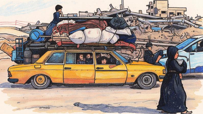 Palestinos evacuam a cidade de Gaza durante incursão militar (Foto: Reprodução)