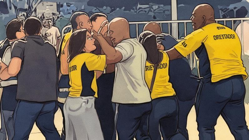 Confusão envolvendo a parlamentar Talita Galhardo na entrada do Maracanã antes da partida Brasil x Chile (Foto: Reprodução)