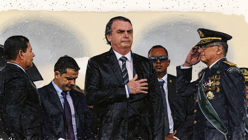 Militar presta continência a Jair Bolsonaro durante cerimônia do Dia do Exército em 2019 (Foto: Reprodução)