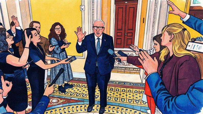 Líder da minoria no Senado, Chuck Schumer, fala com repórteres próximo ao plenário do Capitólio em Washington, em 10 de setembro de 2025. Líder da maioria no Senado, John Thune, concede entrevista à mídia no Capitólio dos EUA, em 10 de setembro de 2025. Presidente Donald Trump chega ao Aeroporto LaGuardia, em Nova York, em 11 de setembro de 2025 (Foto: Reprodução).