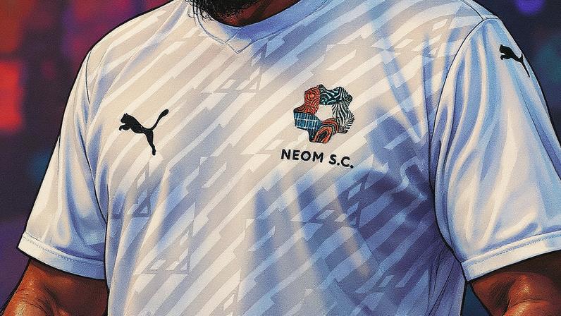 Camisa de aquecimento do Neom em jogo contra a Roma na pré-temporada (Foto: Reprodução)