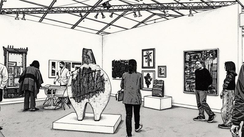 Tilton Gallery's stand at the 2025 edition of Frieze Los Angeles was titled Noah Purifoy: Made in Joshua Tree Photo by Casey Kelbaugh. Courtesy of Frieze and CKA.