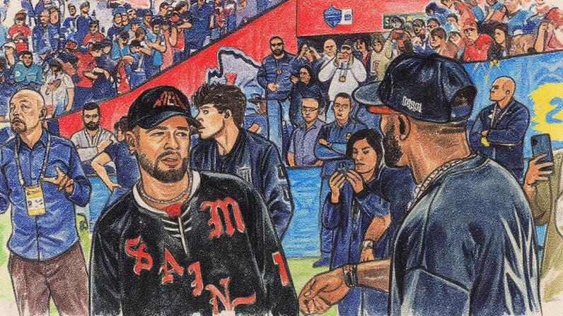 Neymar e Odell Beckham Jr. assistem à partida entre Chiefs e Chargers na Neo Química Arena (Foto: Reprodução)