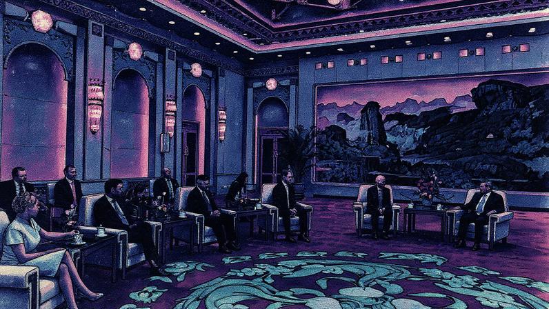 Primeiro-ministro da China, Li Qiang, recebe delegação americana no Grande Salão do Povo (Foto: Reprodução)