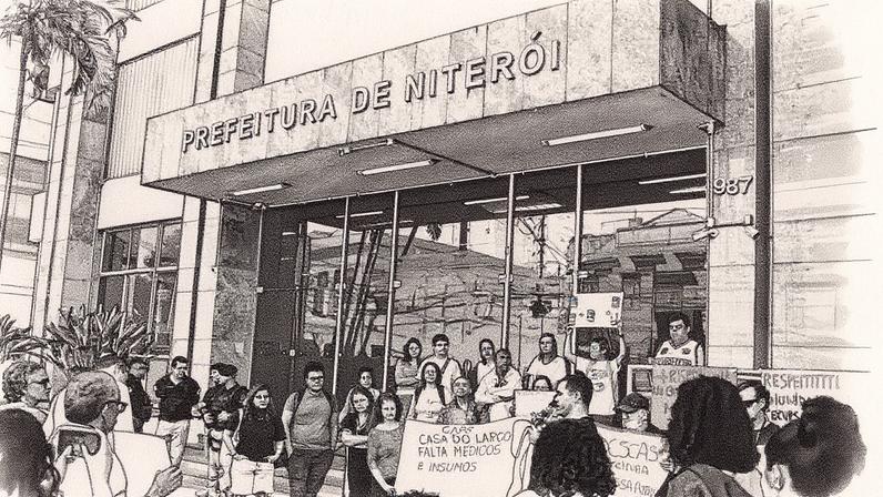 Grupo fez protesto em frente à prefeitura nesta quinta-feira (Foto: Reprodução)