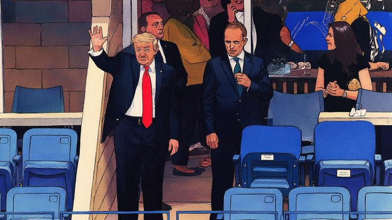 Presidente dos EUA acena ao público no Arthur Ashe Stadium, em Nova York (Foto: Reprodução)