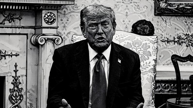 Presidente Donald Trump discursa durante reunião com o presidente polonês Karol Nawrocki no Salão Oval da Casa Branca (Foto: Reprodução)