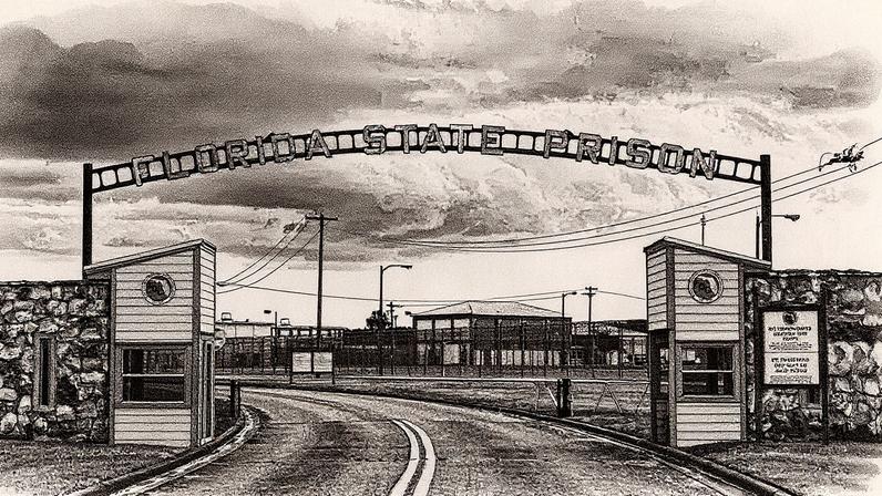 Entrada de la Prisión Estatal de Florida, em agosto de 2023 (Foto: Reprodução)