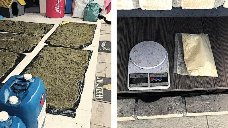 Saco plástico com nitazeno encontrado nos fundos de uma casa em Mogi das Cruzes durante operação da Polícia Federal (Foto: Reprodução)