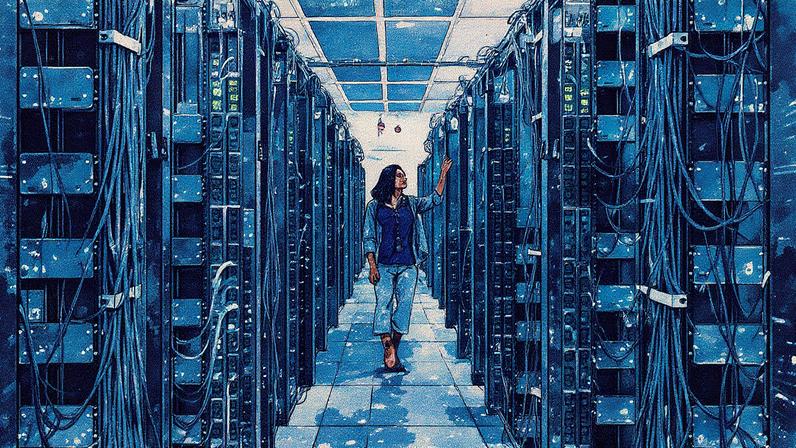 Sistemas de servidores e redes de telecomunicação em um data center, que demandam grande volume de energia e possuem ampla capacidade de processamento de dados (Foto: Reprodução)