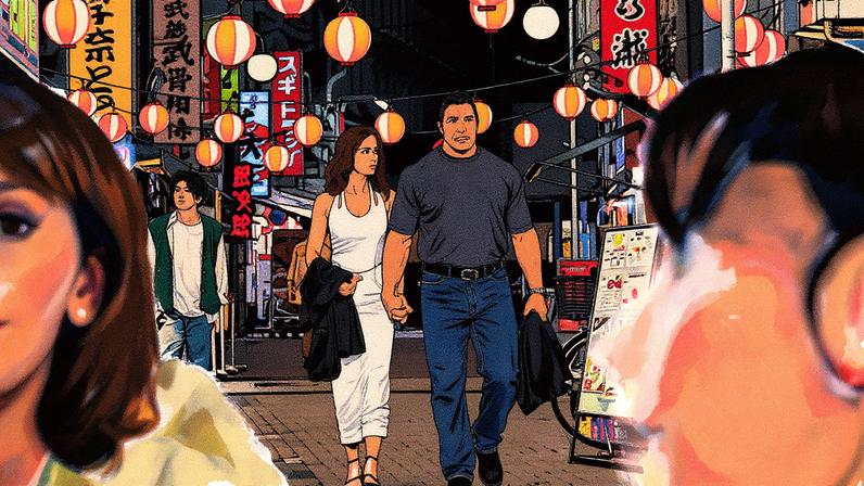 Emily Blunt e Dwayne Johnson em cena do filme 'The Smashing Machine' (Foto: Reprodução)