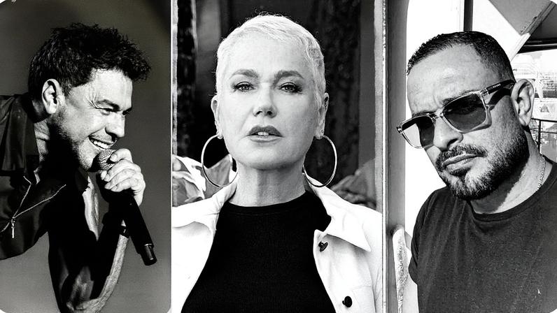 Xuxa, Zezé Di Camargo e Diogo Nogueira posam juntos após transplante capilar (Foto: Reprodução)