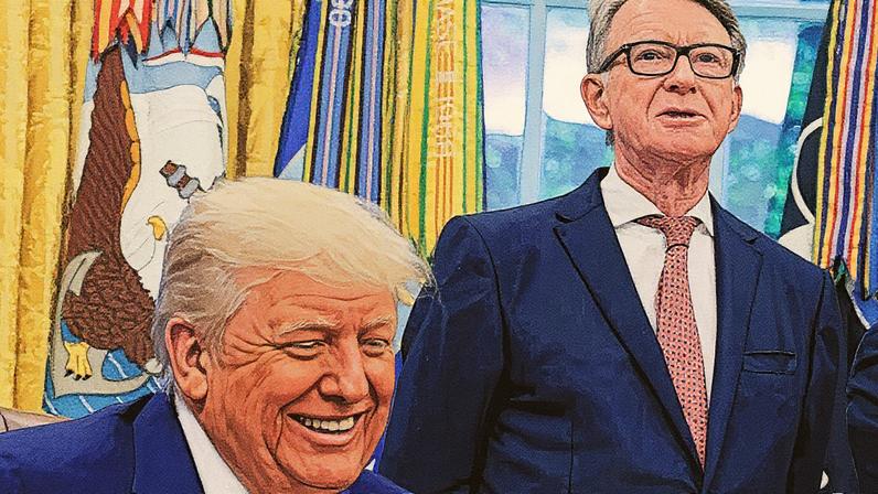 Presidente dos EUA, Donald Trump, e o então embaixador britânico nos EUA, Peter Mandelson, na Casa Branca em 8 de maio de 2025 (Foto: Reprodução)