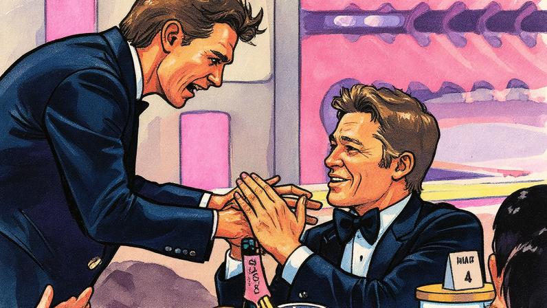 Austin Butler e Brad Pitt posam juntos durante os Globos de Ouro de 2023 em Beverly Hills, Califórnia (Foto: Reprodução)