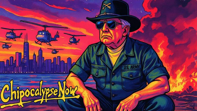 Trump faz provocação em rede social com a frase: ‘Chipocalypse Now’, um trocadilho com o filme Apocalypse Now (Foto: Reprodução)