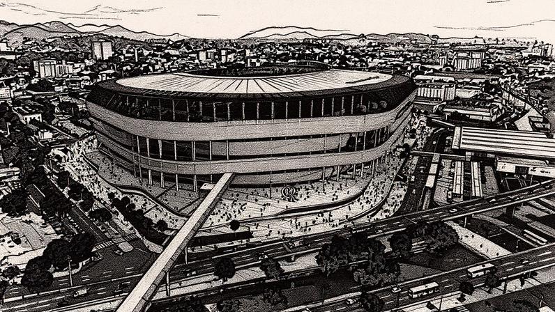Projeto do novo estádio do Flamengo (Foto: Reprodução)
