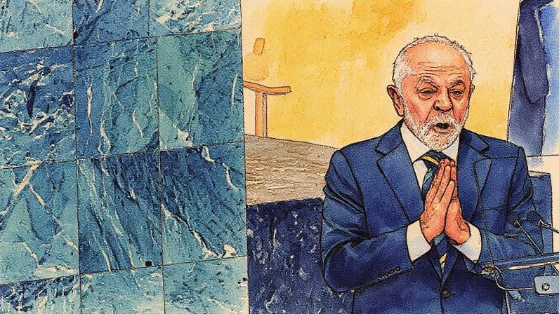 Lula gesticula durante discurso na Assembleia-Geral da ONU (Foto: Reprodução)
