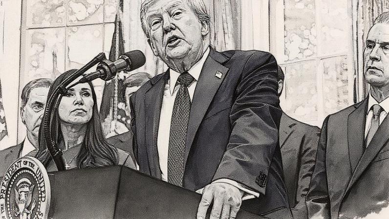 Presidente dos EUA, Donald Trump, fala no Salão Oval da Casa Branca em Washington, DC, em 2 de setembro de 2025, anunciando a mudança da sede do Comando Espacial dos EUA de Colorado para Alabama (Foto: Reprodução)