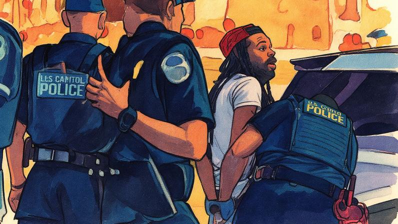 Homem é arrestado durante operativos de segurança em Washington (Foto: Reprodução)