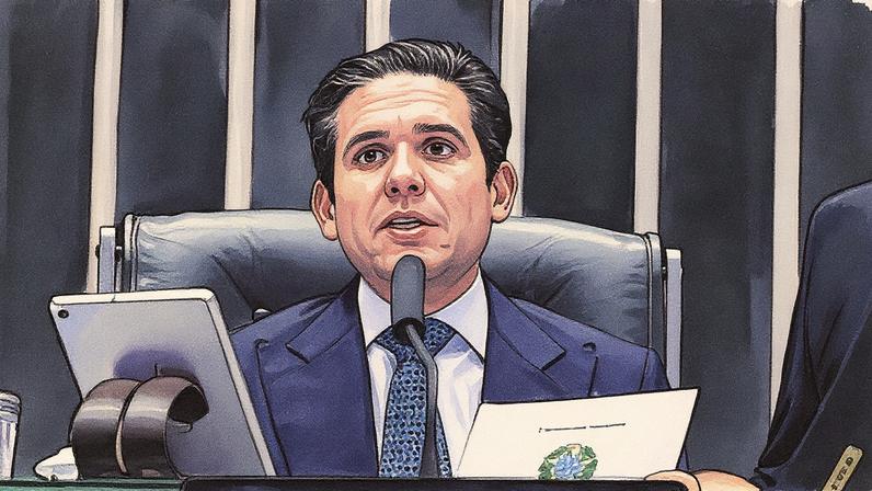 Hugo Motta preside a sessão da Câmara no dia do início do julgamento de Bolsonaro e outros aliados no STF (Foto: Reprodução)