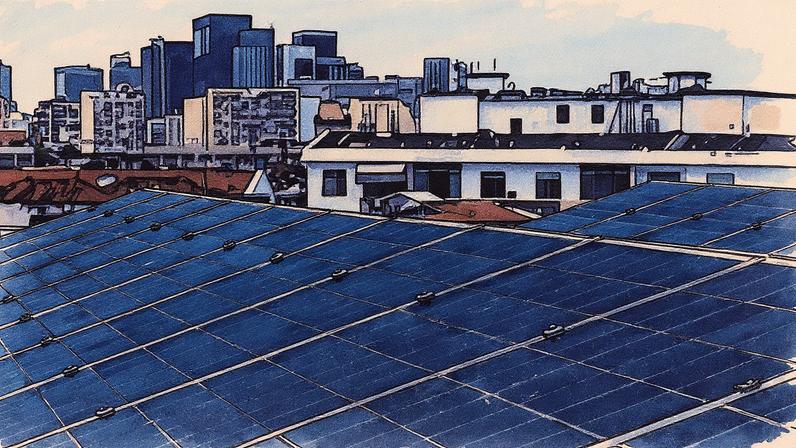 Painéis solares instalados em um prédio no Rio de Janeiro (Foto: Reprodução)