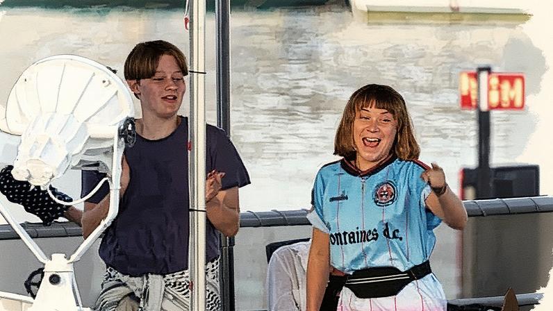 Greta Thunberg onboard a flotilla vessel while moored at Barcelona port. Photograph: Lluís Gené/AFP/Getty Images