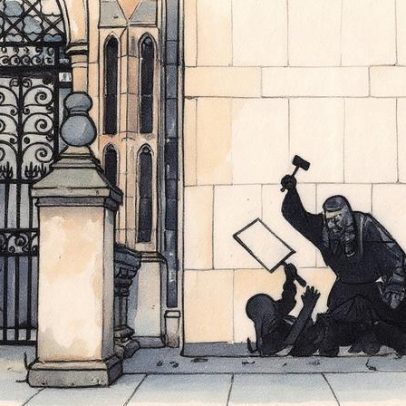 Banksy pinta mural em Londres retratando juiz agredindo manifestante no chão