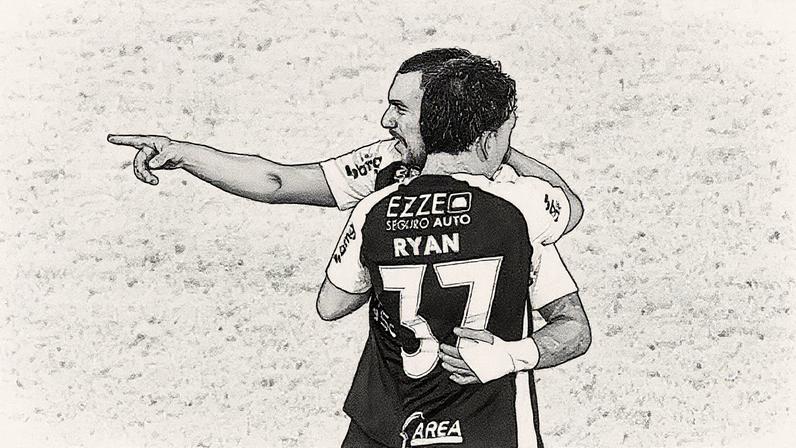 Matheuzinho comemora um gol do Corinthians em campo (Foto: Reprodução)