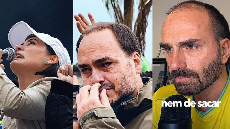 Michelle Bolsonaro, Carlos Bolsonaro e Eduardo Bolsonaro participam de atos no dia 07/09 em 2025 (Foto: Reprodução)