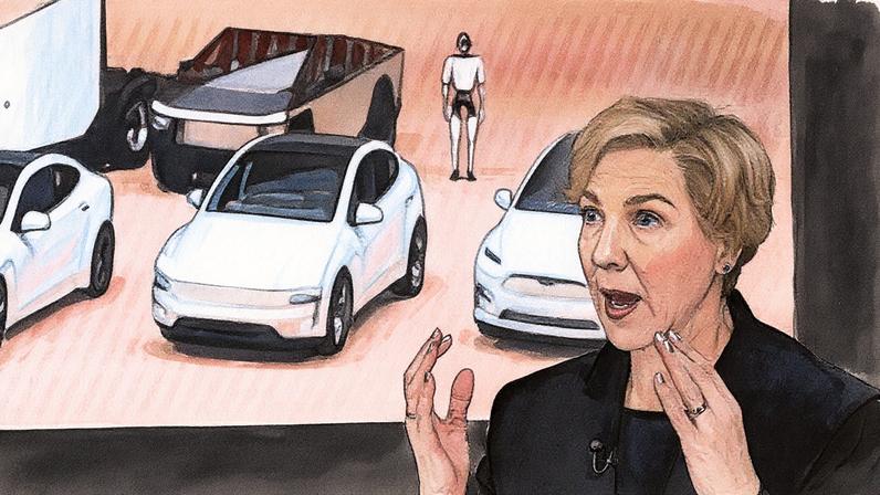 Robyn Denholm fala sobre a liderança de Elon Musk em uma conferência (Foto: Reprodução)